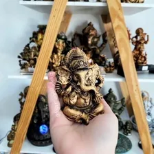 Estátua Resina Ganesha Deus Hindu Dourado Pequena 9,5cm Foto mini  2