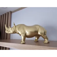 Estátua Rinoceronte De Resina Decorativa Moderna Cor Dourado Foto mini 4