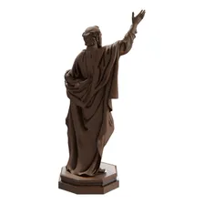 Estátua São Pedro Apóstolo Estatueta Imagem Católica Cor Cor Madeira Foto mini  3