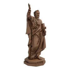 Estátua São Pedro Apóstolo Estatueta Imagem Católica Cor Cor Madeira Foto mini  2