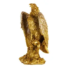 Estatueta Águia Decorativa De Resina Dourada 42 Cm Foto mini  2