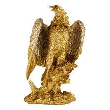 Estatueta Águia Decorativa De Resina Dourada 42 Cm Foto  mini 1
