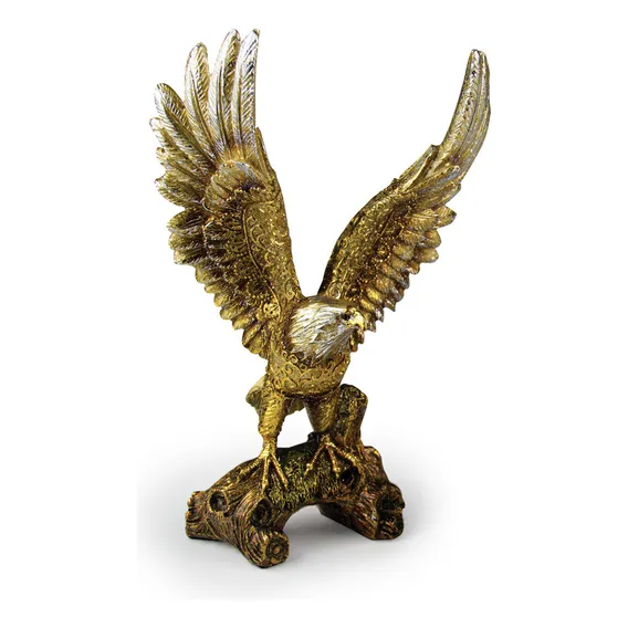 Estatueta Águia Decorativa Resina Enfeite Sala Escritório Foto 1