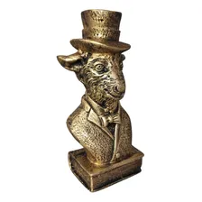 Estatueta Baphomet - Bode Com Cartola Resina Dourado Foto mini  2