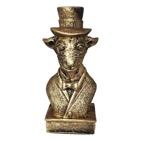 Estatueta Baphomet - Bode Com Cartola Resina Dourado Foto 1