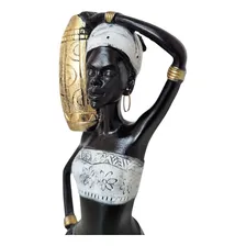 Estatueta Decorativa Africana Com Vaso No Ombro Luxo 38cm Foto mini  2