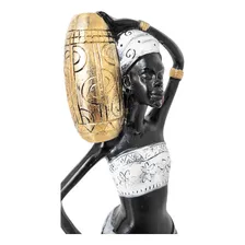 Estatueta Decorativa Africana Com Vaso No Ombro Luxo 38cm Foto mini  3