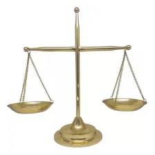 Estatueta Decorativa Balança Da Justiça Metal Dourado 42cm Foto mini 1