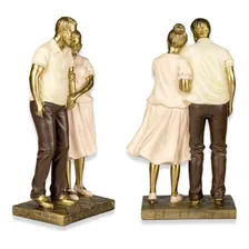 Estatueta Decorativa Vovó E Vovô De Resina Dourada Foto mini  2