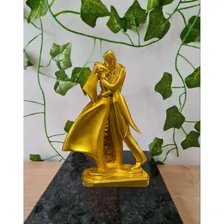 Estatueta Em Cerâmica Dourada Casal Dançando Enfeite Casa Cor Dourado Foto mini  2