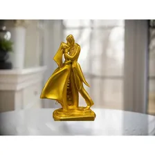 Estatueta Em Cerâmica Dourada Casal Dançando Enfeite Casa Cor Dourado Foto mini  3