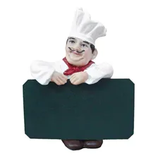 Estatueta Enfeite Cozinheiro Cheff Com Lousa Pequeno Cor Branco Foto mini 1