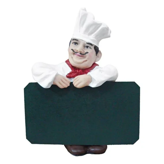 Estatueta Enfeite Cozinheiro Cheff Com Lousa Pequeno Cor Branco Foto 1