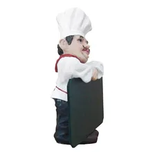 Estatueta Enfeite Cozinheiro Cheff Com Lousa Pequeno Cor Branco Foto mini 2