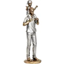 Estatueta Familia Escultura Pai E Filho Decoração Casa Sala Foto mini 2