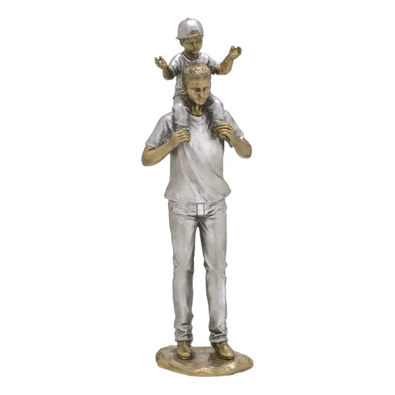 Estatueta Familia Escultura Pai E Filho Decoração Casa Sala Foto 1