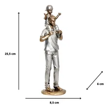 Estatueta Familia Escultura Pai E Filho Decoração Casa Sala Foto mini 3