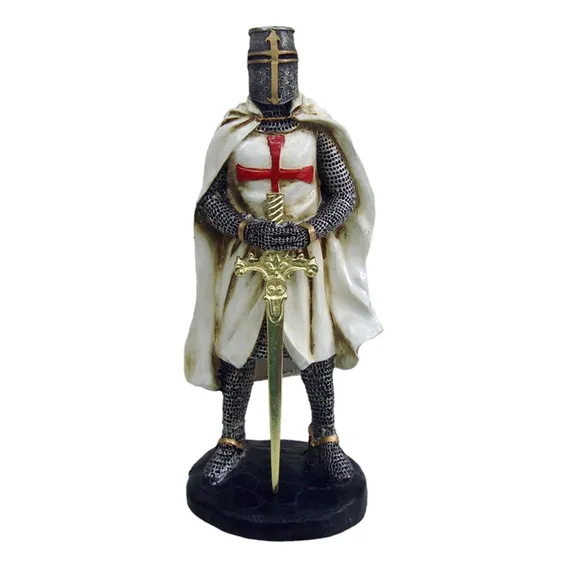 Estatueta Guerreiro Resina Templário Medieval Com Espada Foto 1
