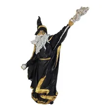 Estatueta Mago Merlin Grande Com Cajado Em Resina Cor Decorado Foto mini  3