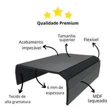Esteira Bandeja Braço Sofá Preta Lisa Mdf Et030 Foto mini  2