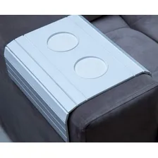 Esteira Bandeja Sofá FlexĂvel Porta Copos E Controle Branco Foto mini 3