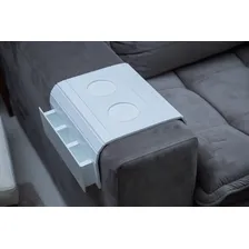 Esteira Bandeja Sofá FlexĂvel Porta Copos E Controle Branco Foto mini 2