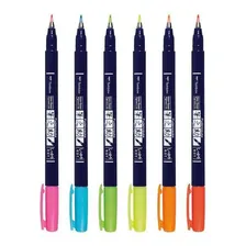 Estojo 06 Cores Neon Caneta Brush Pen Fudenosuke Tombow Foto mini 2