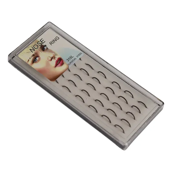 Estojo 40 Piercing De Argola Silicone Cor Preto Para Nariz Foto 1