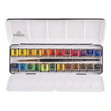 Estojo Aquarela Talens Rembrandt 24 Half Pan Metal Box + Bru Foto mini 1