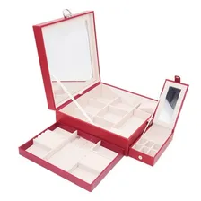 Estojo Caixa Maleta Porta J贸ias, Bijuterias, Rel贸gio Cor Vermelho Foto mini 1