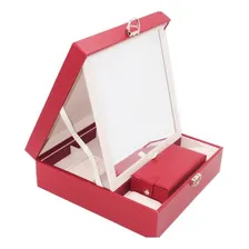 Estojo Caixa Maleta Porta J贸ias, Bijuterias, Rel贸gio Cor Vermelho Foto mini 2