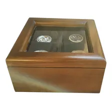 Estojo Caixa Para 4 Rel贸gios Madeira Imbuia Flocado Preto Foto mini 3