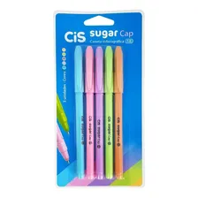 Estojo Caneta Esferográfica Cis 1.0 Sugar Cap 5 Cores Pastel Foto mini 1