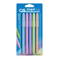 Estojo Caneta Esferográfica Cis 1.0 Sugar Cap 5 Cores Pastel Foto mini 2