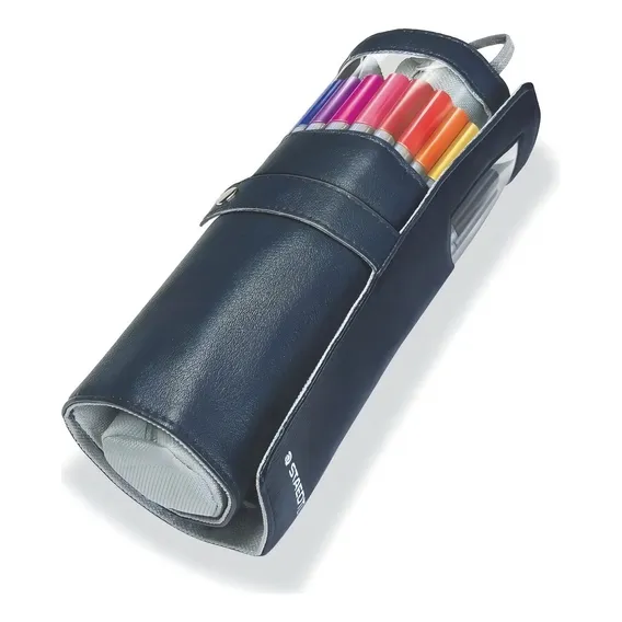 Estojo Caneta Triplus Fineliner Staedtler C/20 Case Preto Tinta Coloridas Exterior Grafite Foto 1