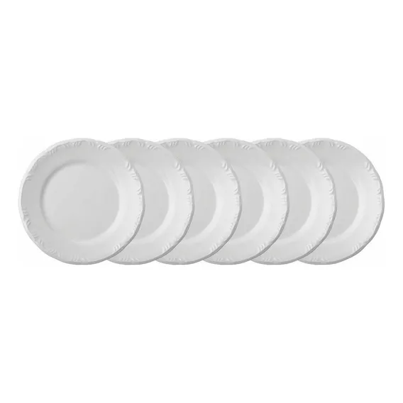 Estojo Com 6 Pratos Rasos Pomerode Porcelana Branca Schmidt Foto 1