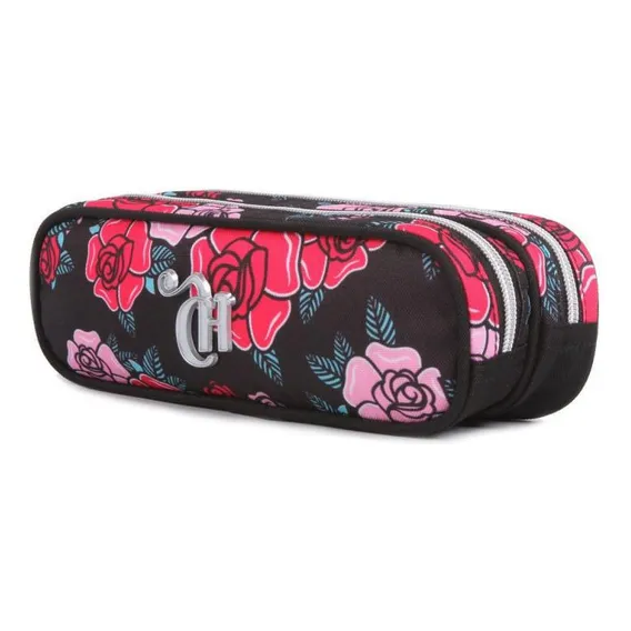 Estojo Escolar Duplo Capricho Liberty Black Flores 11326 Dmw Foto 1