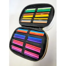 Estojo Grande Feminino Jumbo 100 Pens Escolar Indiano Rosa Foto mini 4