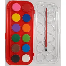 Estojo Jogo Aquarela Pintura 12 Cores Vivas + Pincel Escola Foto mini 4