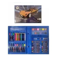 Estojo Maleta De Pintura Escolar Infantil Carros 68 Peças Foto mini 1