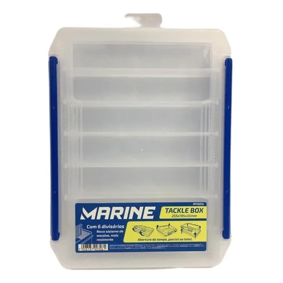 Estojo Marine Sports 6 Divisorias P/iscas Artificiais Mtb255 Cor Transparente/Azul Foto 1