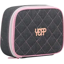 Estojo Necessaire Jeans Grande 100 Pens Glitter Maquiagem Foto mini 1