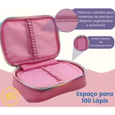 Estojo Organizador Escolar Grande Juvenil Yepp Rosa Foto mini 2