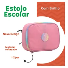 Estojo Organizador Escolar Grande Juvenil Yepp Rosa Foto mini 3