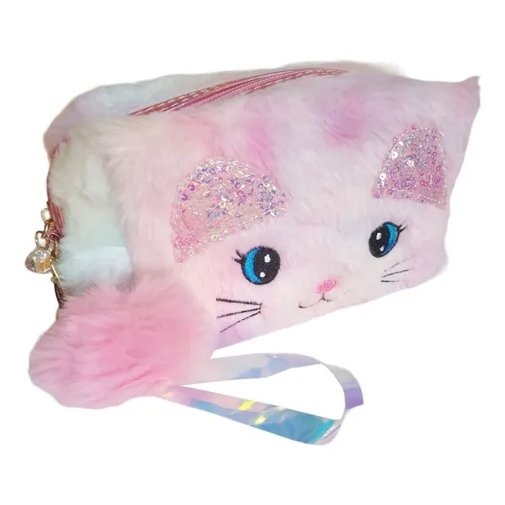 Estojo Pelucia Gatinho Escolar Necessaire Porta Objetos Foto 1