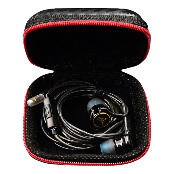 Estojo Porta Fone De Ouvido Case Bag Para Kz Shure Jbl Preto Cor Case-preto-ziper-vermelho Foto 1
