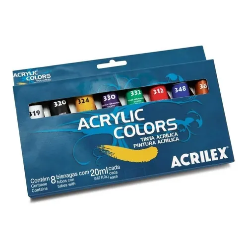 Estojo Tinta AcrÃlica Acrylic Colors Com 8 Bisnagas Acrilex Foto 1