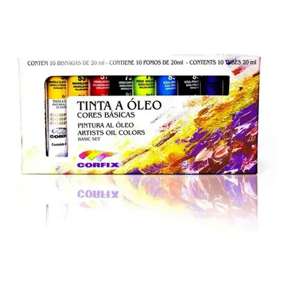 Estojo Tinta Oleo Com 10 Cores Basicas De 20ml Corfix Foto 1