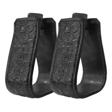 Estribo Sino Em Couro Bordado Klk Largo Para Sela Cavalo Cor Preto Foto mini 1