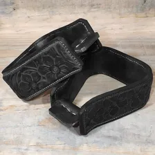 Estribo Sino Em Couro Bordado Klk Largo Para Sela Cavalo Cor Preto Foto mini 3